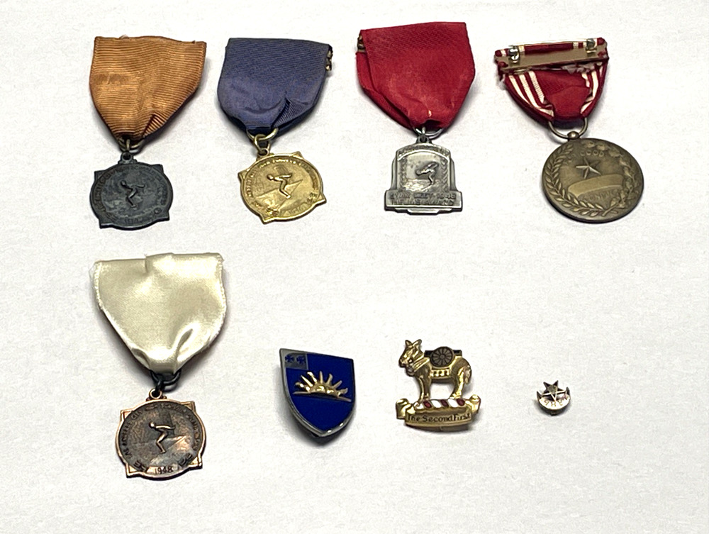Vintage 1940s LA Swimming Medals Pins Lot High School Championship 1946 1948